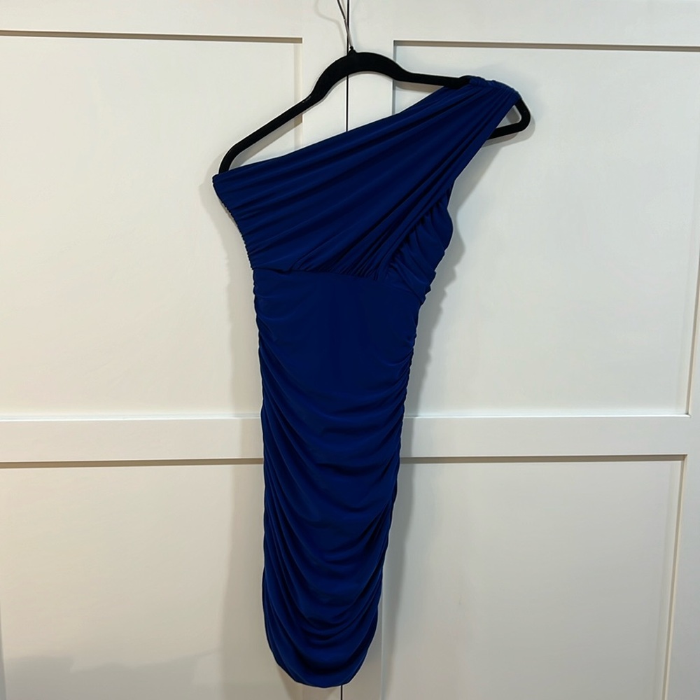 Royal blue one shoulder mini dress, great condition